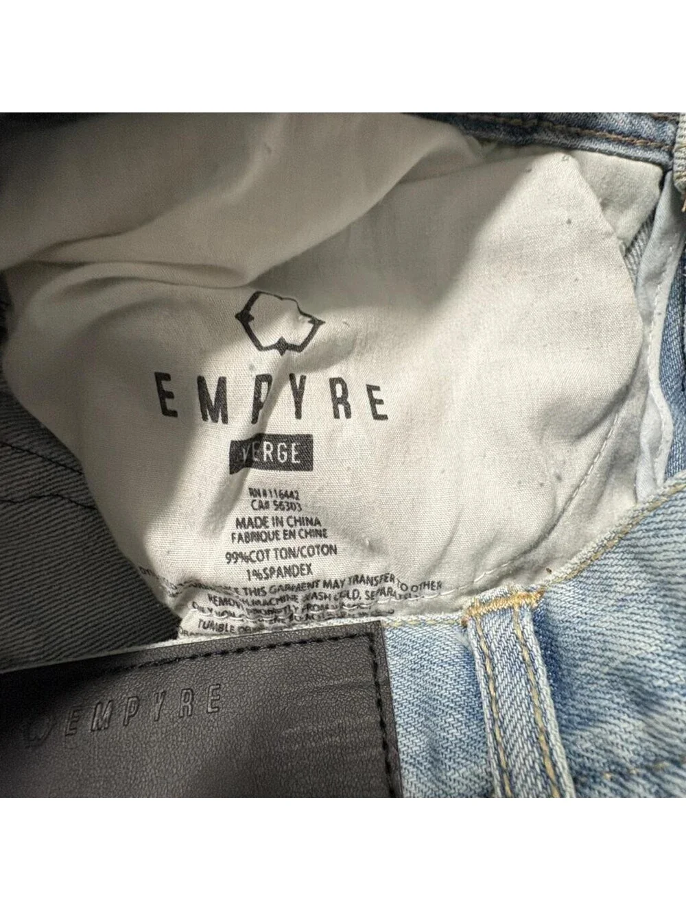Empyre Verge Mens Distressed Skinny Jeans Size 30 Light Wash Ripped Denim